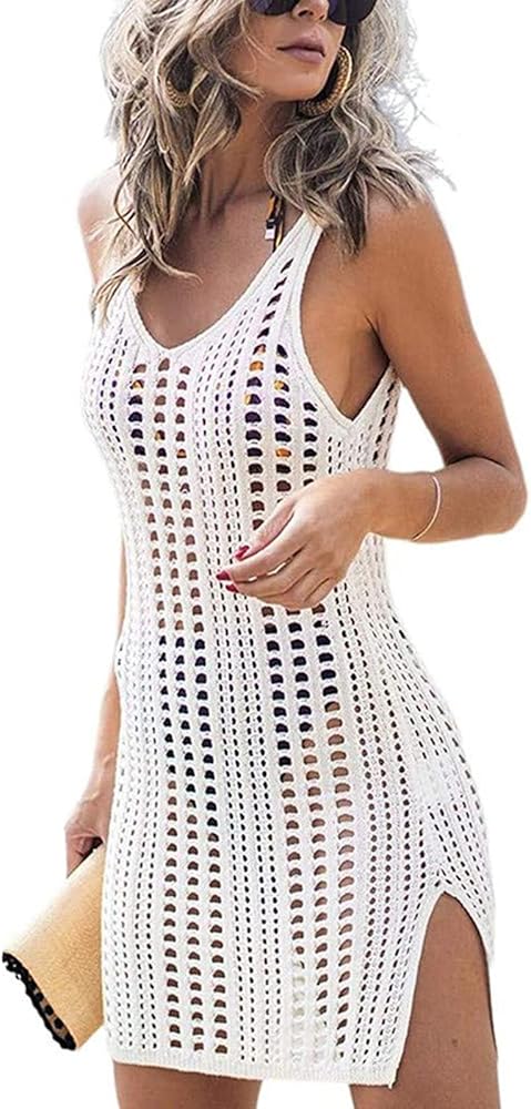 Women's Crochet Dress Cover Ups Swimwear Sexy Hollow Out Tassel Bikini Coverup Beachwear Swimwear Coverups Dress