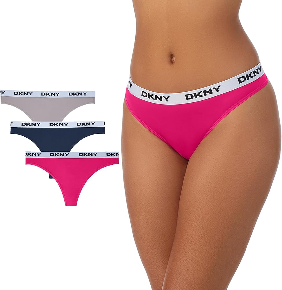 DKNY Women's Microfiber Contrast Logo Thong