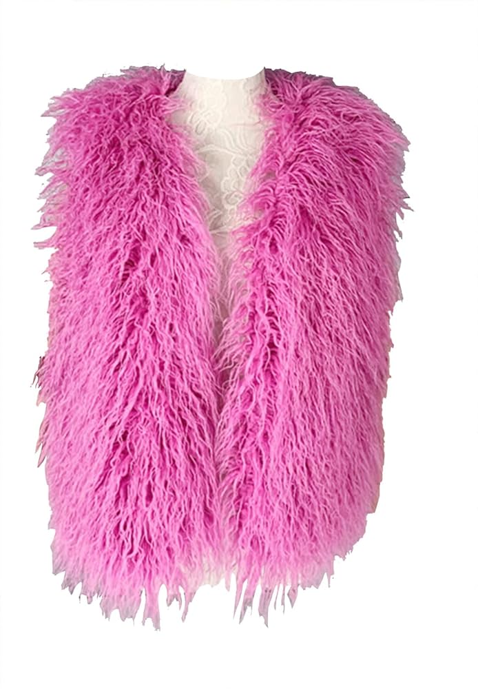 Women's Faux Fur Short Waistcoat,Stylish Vests Shaggy Jackets Coat