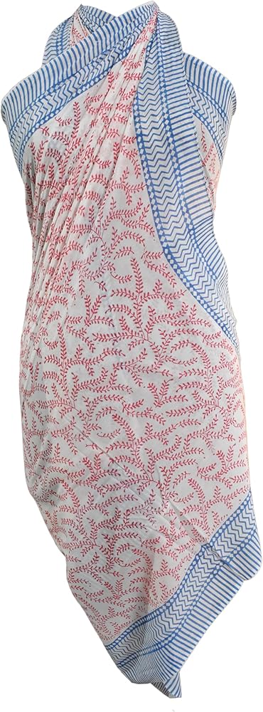 Rajbhoomi Cotton Indian Hand Block Print Sarong Women Swim Sarong Wrap Cover-Up