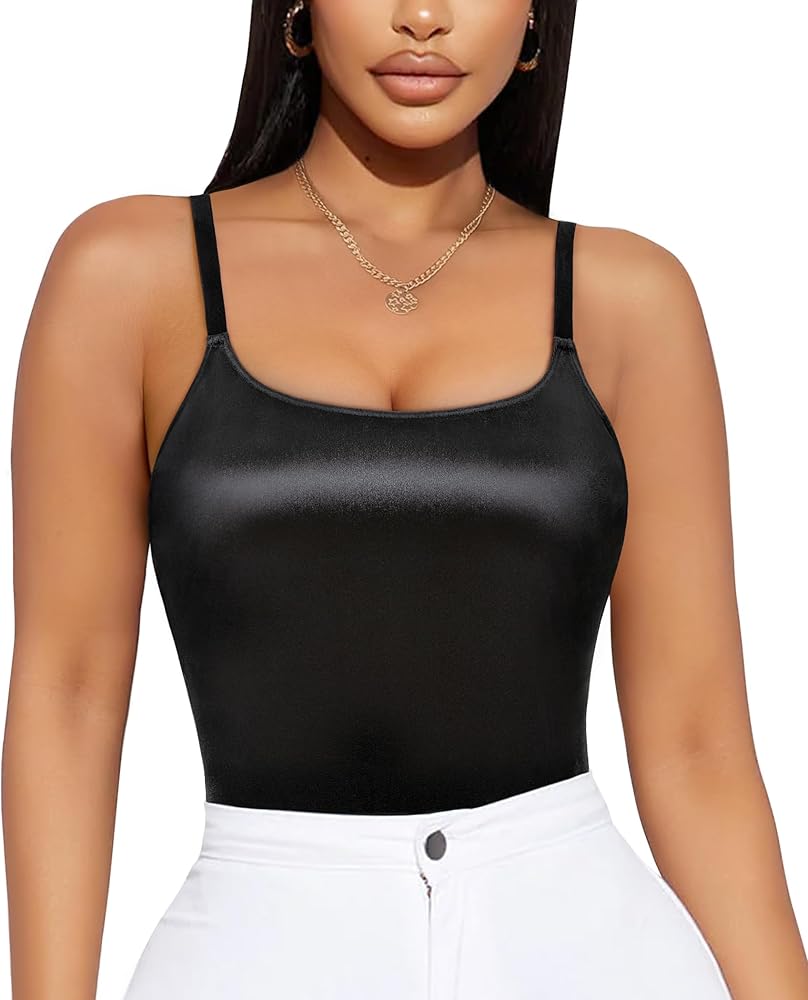 CtriLady Women Sleeveless Leotard Backless Square Neck Tank Tops Double Line Slim Fit Bodysuit Thong Jumpsuits Clubwear