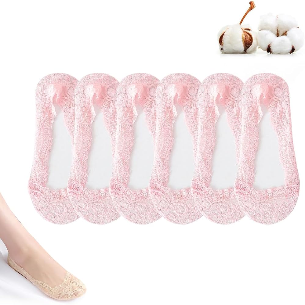 Lace No Show Liner Socks for Women, Ultra Liner Socks Non Slip Footies Invisible Socks, Lightweight Low Cut Lace Socks