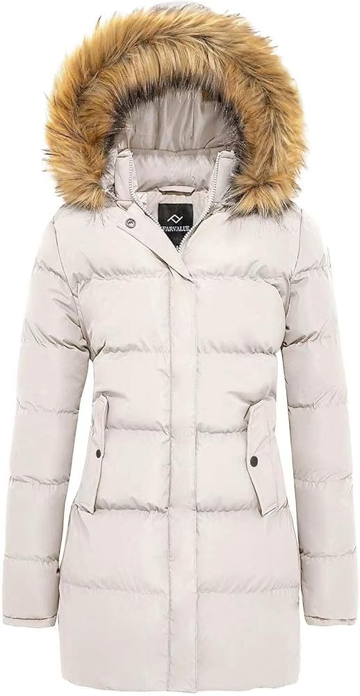 FARVALUE Women's Winter Coat Warm Parka Jacket Puffer Quilted Thicken Hooded Outerwear with Fur Trim