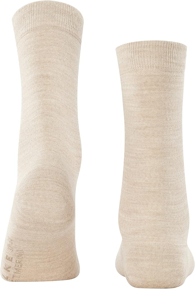 FALKE Women's Softmerino Socks, Merino Wool Cotton, Crew Length, Classic Thin Trouser Socks, Trendy Work Clothing, Beige (Linn Melange 4549), 5-6, 1 Pair