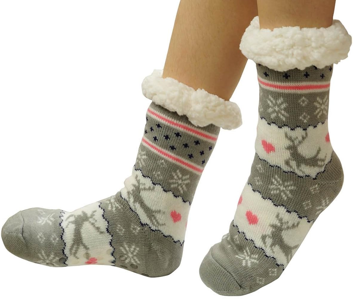 MaxNova Women's Winter Warm Cozy Fuzzy Fleece Slipper Socks Christmas Gift