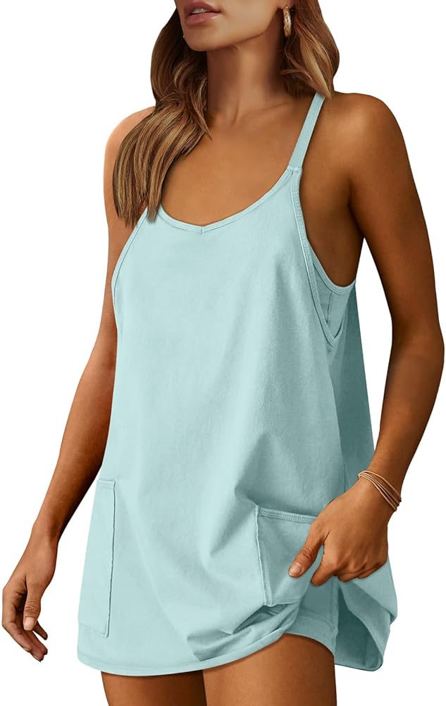 Prinbara Women 2024 Summer Mini Romper Dress Tennis Athletic Shorts Sundress Built in Shapewear Casual Workout Trendy Outfits