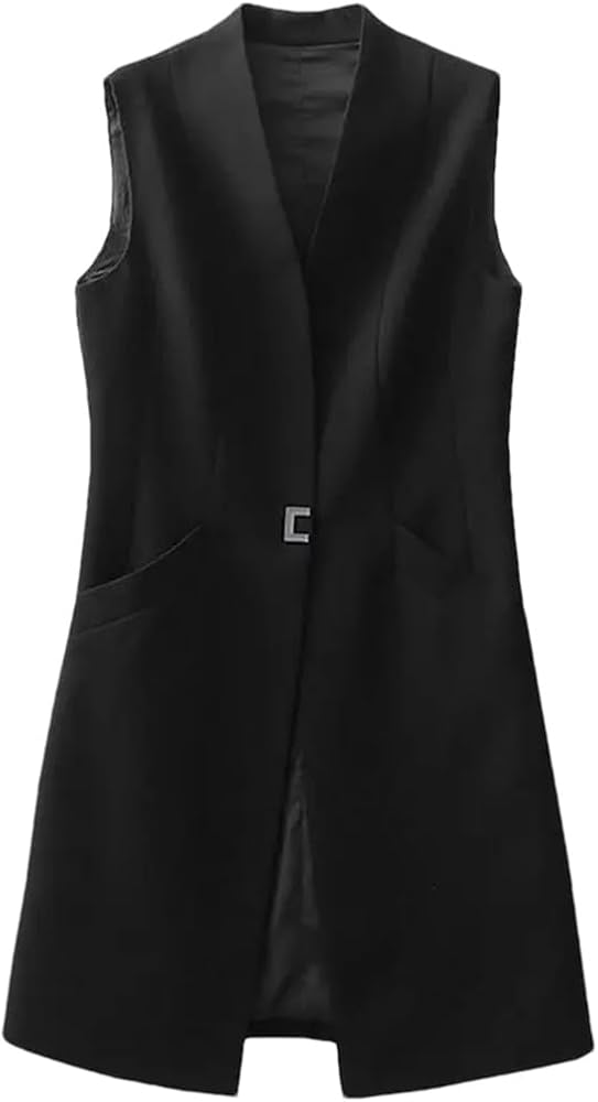 Spring Classic Long Vest Women Elegant Suit Vest Sleeveless Jackets Lady Slim Waistcoat Vest