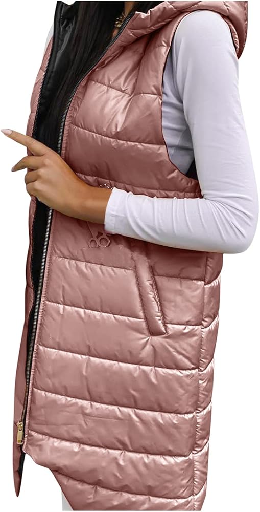 Puffer Vest Women Plus Size Winter Warm Slim Zipper Coats Sleeveless Hooded Jacket Warm Tops Casual Vests for Women