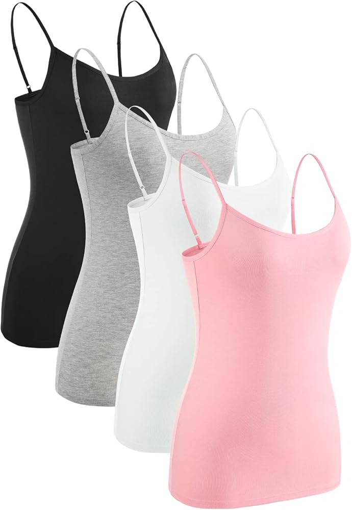 Rosyline 4 Piece Women Camisole Basic Undershirt Adjustable Spaghetti Strap Tank Top