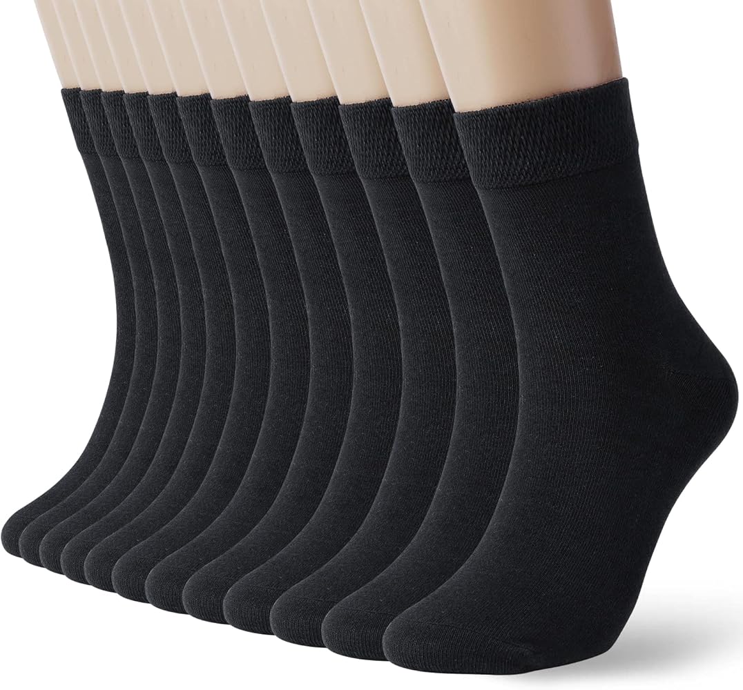 K-LORRA Women Men Casual Wide Band Cotton Socks Black White Grey 6 Pack