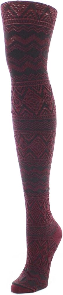 MeMoi Diamond Fair Isle Patterned Cotton Blend Sweater Tights