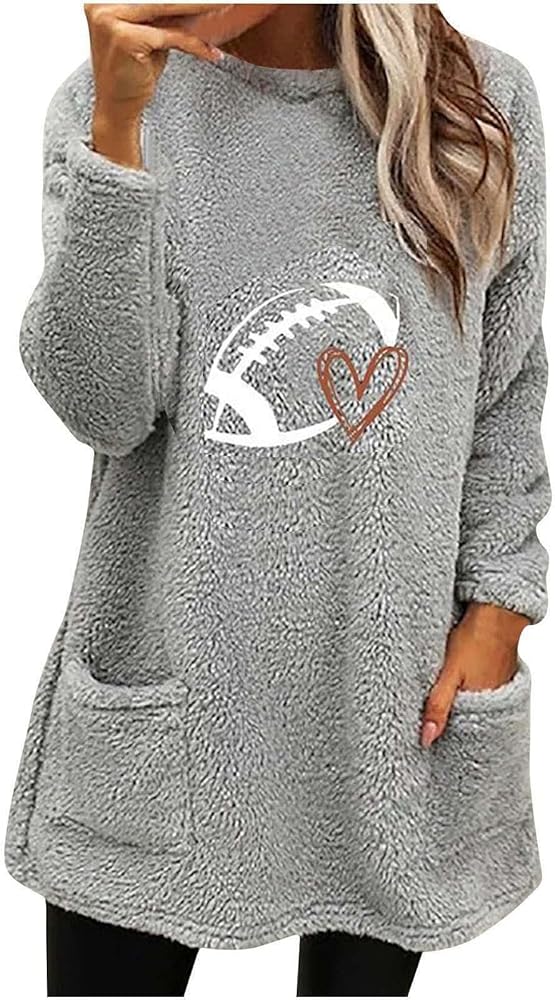 Wdminyy Womens Oversized Sweatshirt Dress,Women's Casual Oversized Crew Neck Fleece Pullover Sweatshirts Tunic Fall Outfits