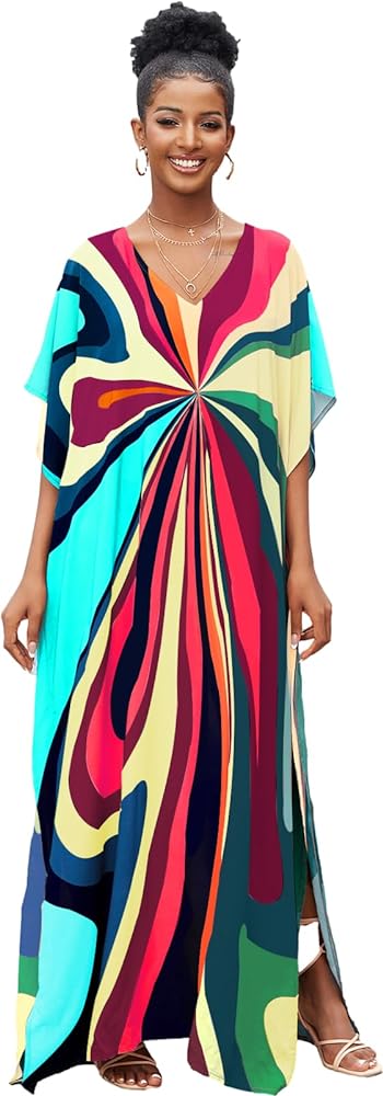 caftans for women plus size swim cover up vneck batwing dress loose fit moroccan caftan mumu dresses for women