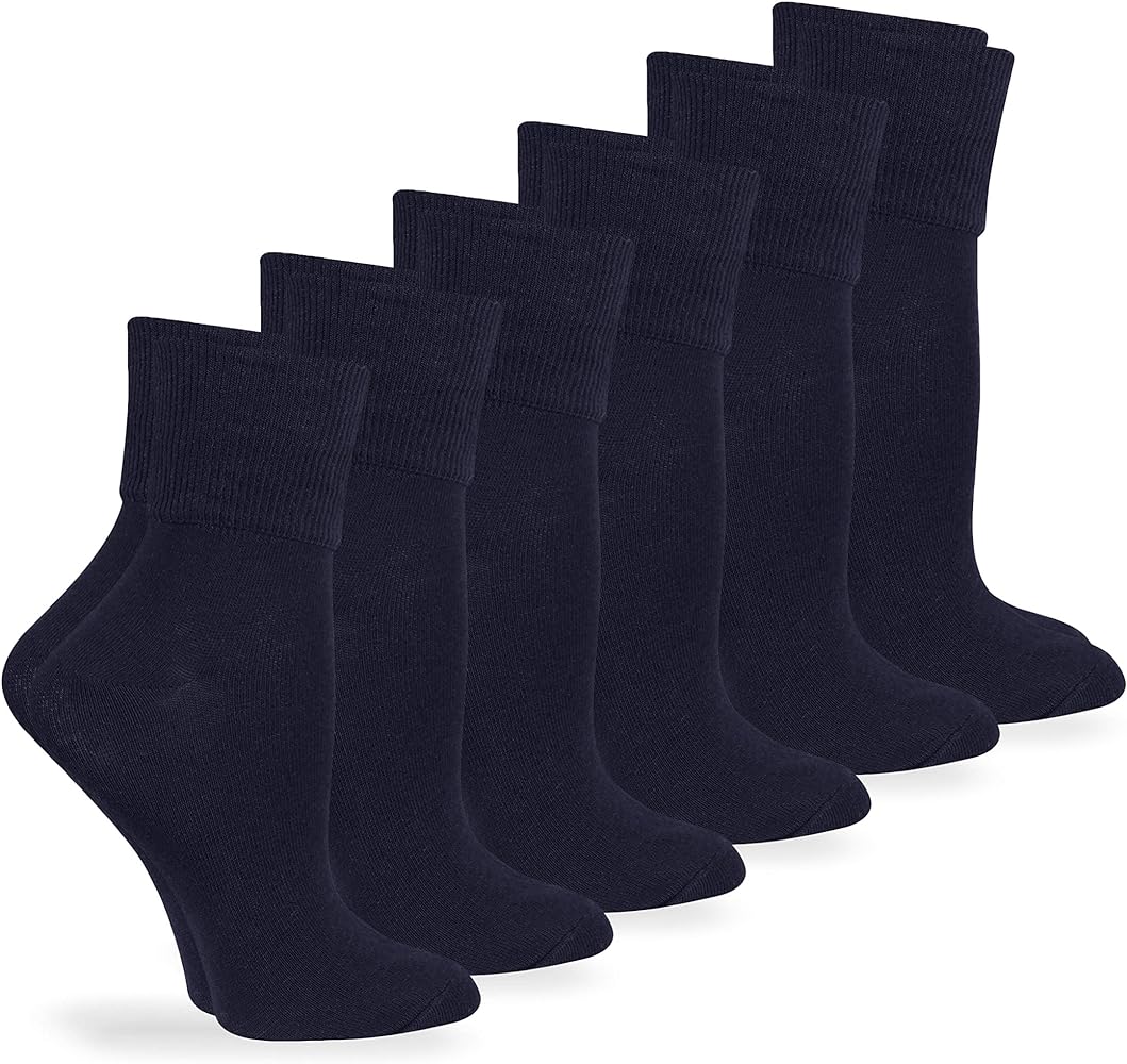 Jefferies Socks Womens Smooth Seamless Turn Cuff Dress Work Casual Socks 6 Pair Pack