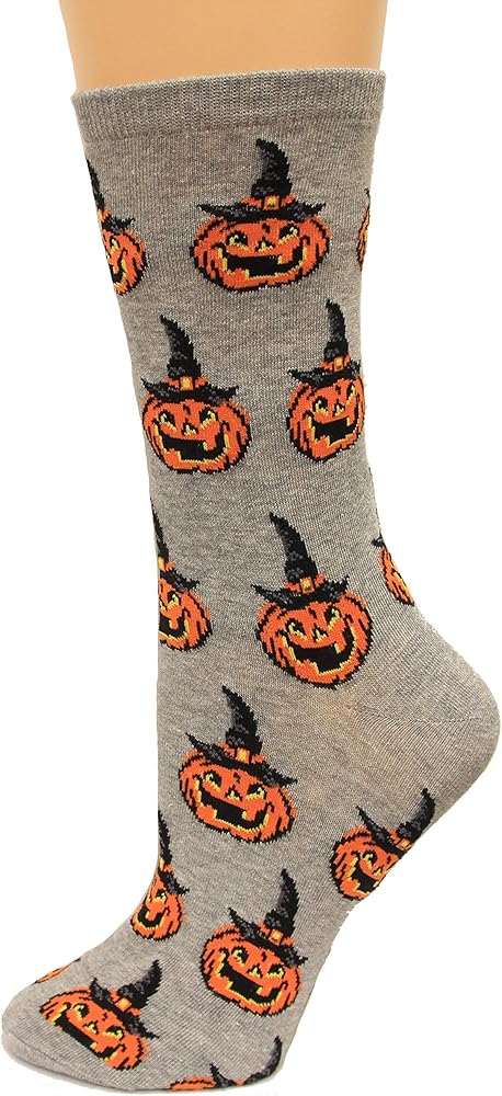 HOTSOX Women's Jack O Lantern Crew Sock Gray / 4-10