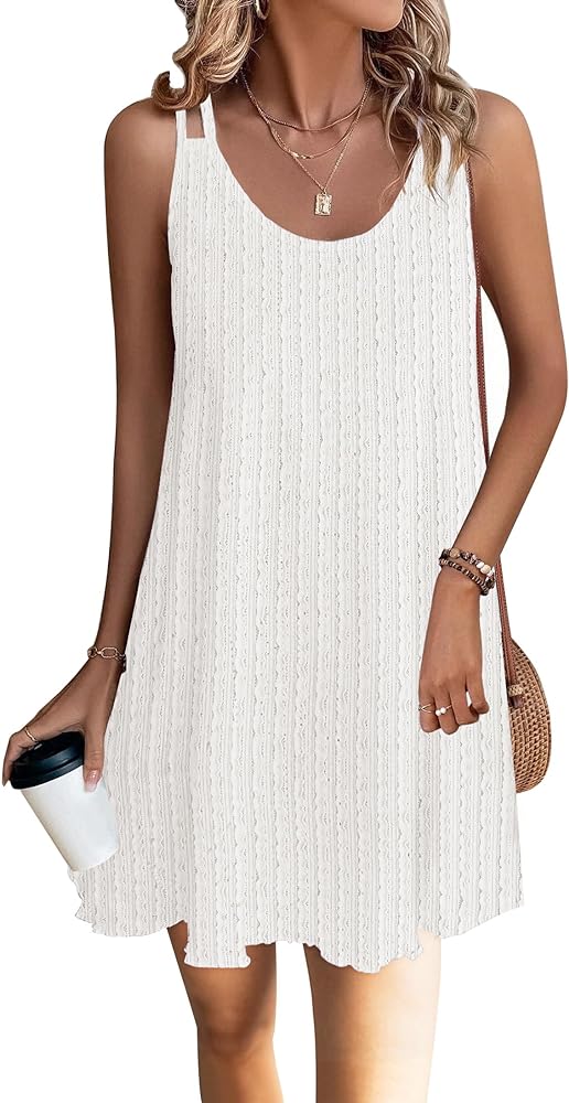 ETCYY NEW Women Crochet Beach Cover-Up Dress Casual Summer Sleeveless Vacation Beach Dresses