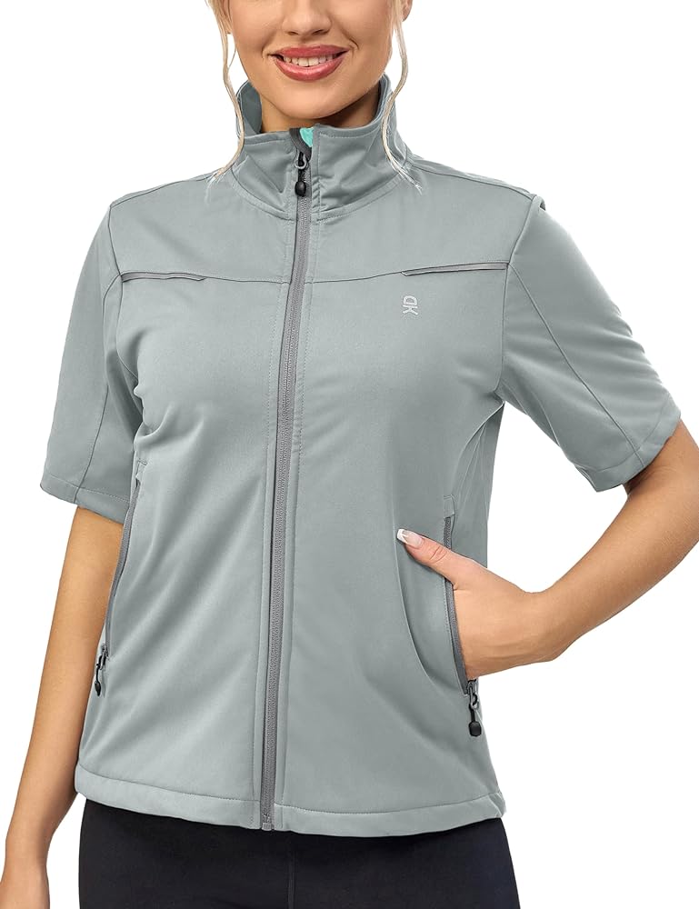 Little Donkey Andy Women's Short Sleeve Jacket Windproof Lightweight Vest for Golf Hiking Running