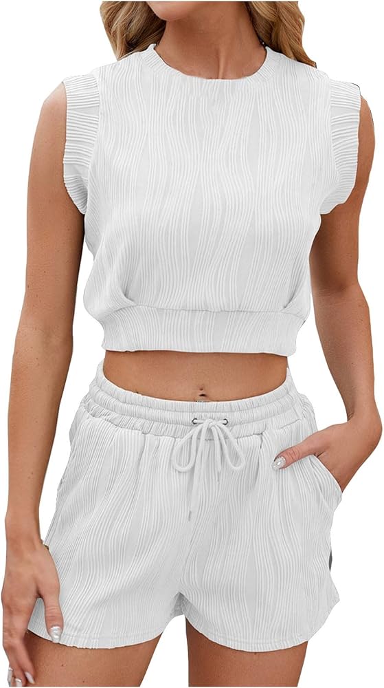 Juniors Tops Sets Loose Fit Tops Shorts Sets for Women Matching Dressy 2 Piece Summer Fall Tops Sets 2024