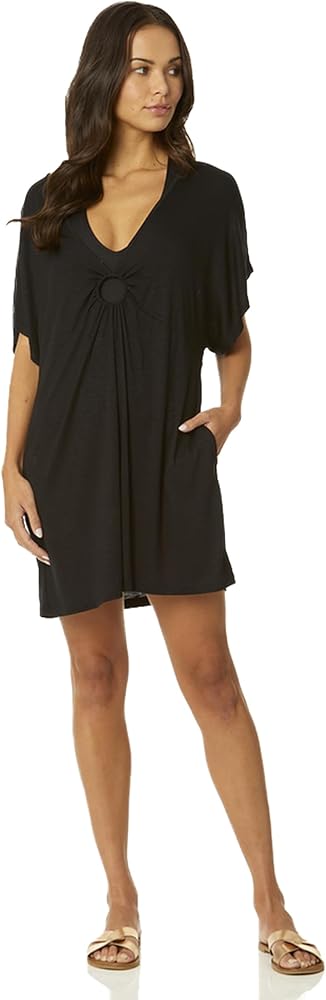 Catalina Women's Standard Deep V-neck Ring Dress Summer Beach Swimsuit Coverup