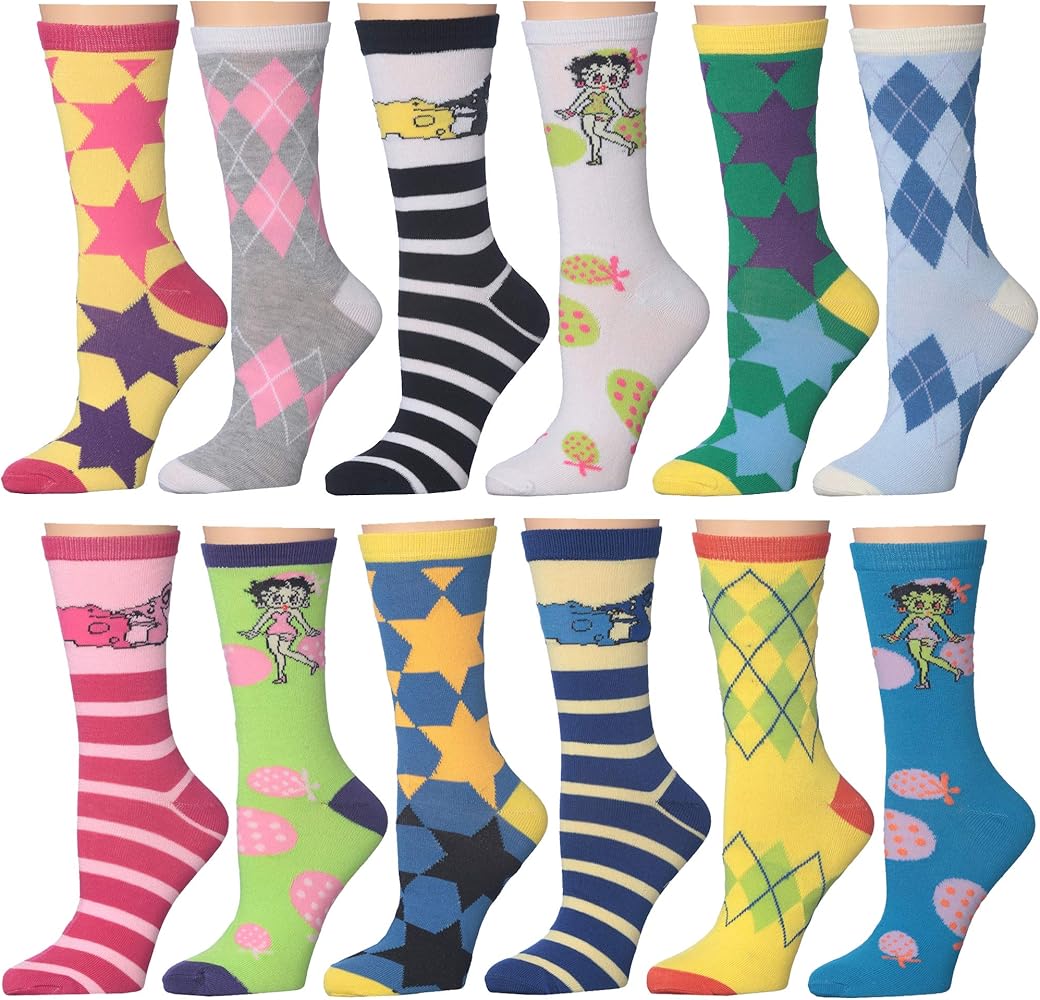 Frenchic 12/24/48 Pairs Pack Women's Colorful Patterned Cute Funny Casual Fashion Crew Socks