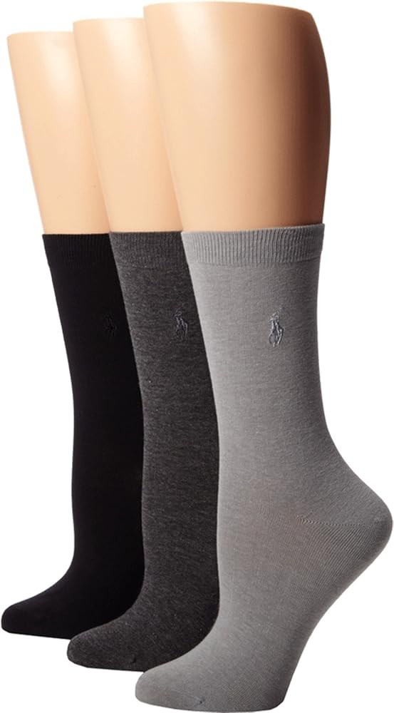 Ralph Lauren Women's 7125 RL Sport Trouser Sock - 3 Pair Pack, Black,Charcoal Assorted,Oatmeal Asst, O/S