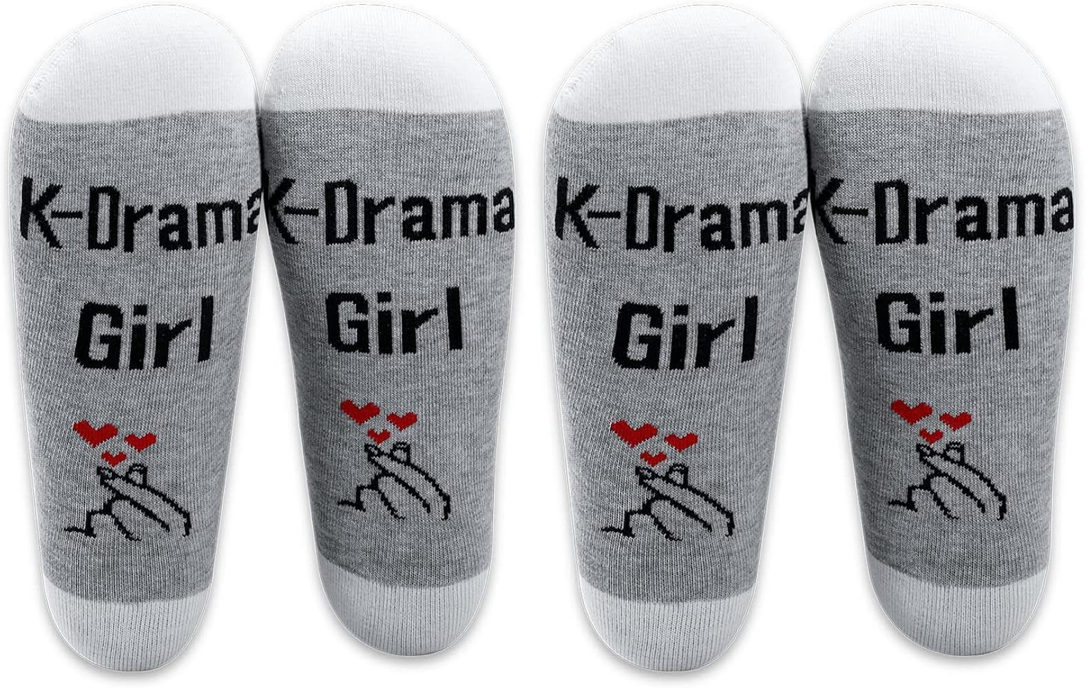 LEVLO Funny K-Drama Lovers Gifts K-Drama Girl Hand Heart Socks for Korean Movie TV Series Fans (2 pairs)