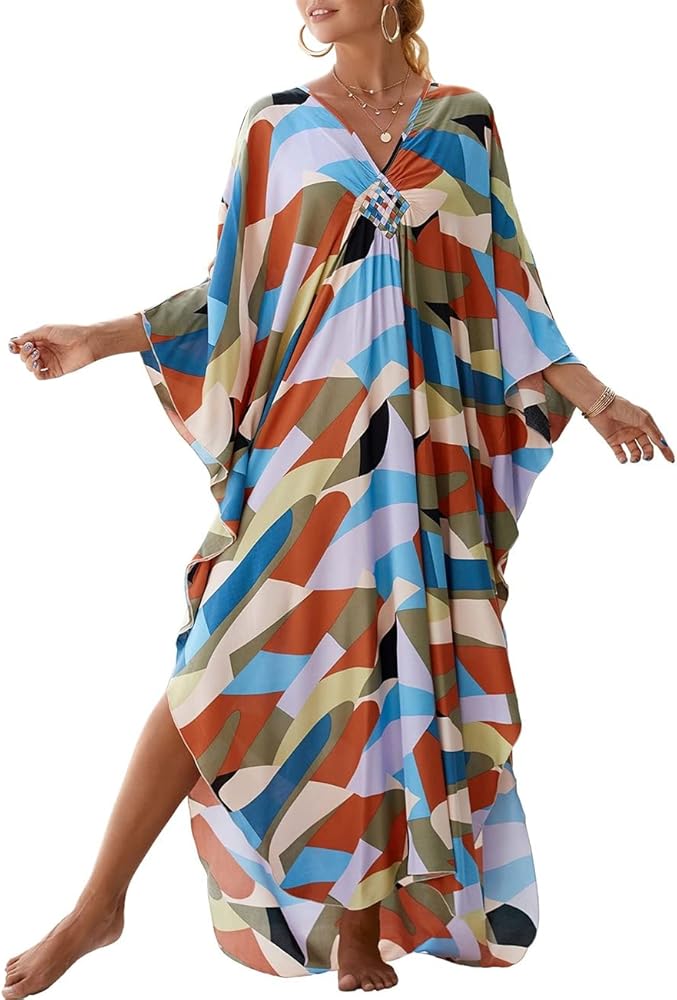 Bsubseach Kaftan Dresses Cover Up for Swimwear Women Plus Size Caftan Beach Cover Ups Resort Dress