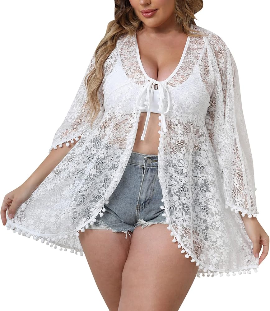 Cover Ups for Dresses Summer Womens Cardigan Sexy Lace Shirt Loose Swimsuit Cover up Dresses