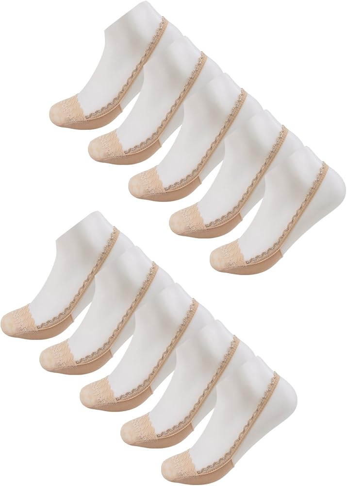 uxcell Women 10 Pack Heelless Lace Back String No Show Half Socks