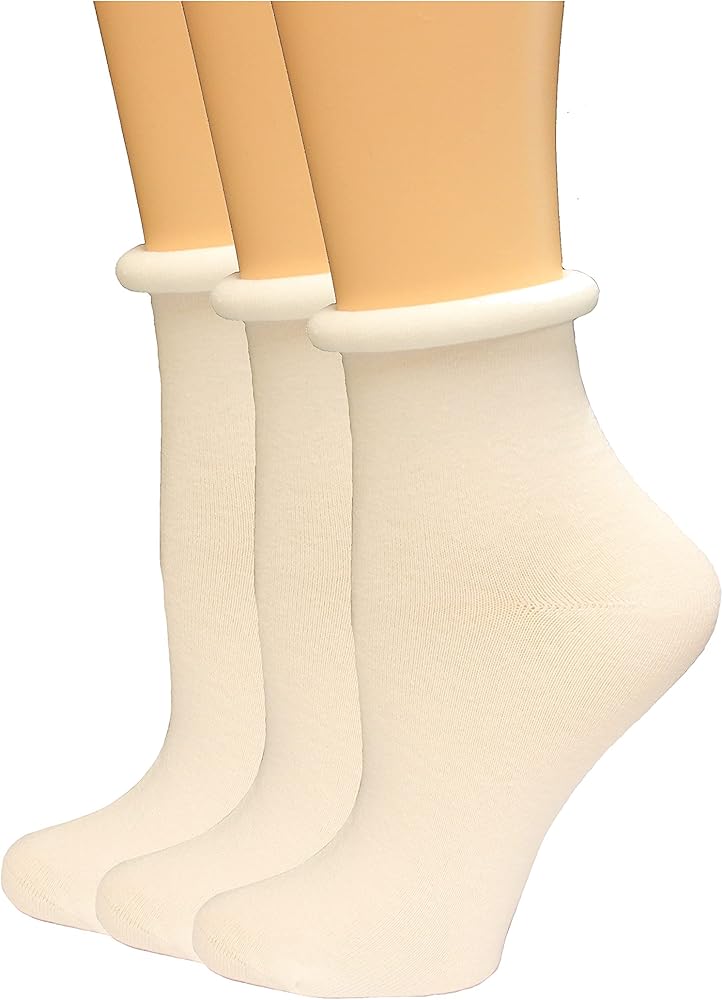 Medipeds Womens Aloe Infused Roll Top Crew Socks