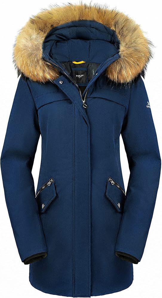 Orolay Women's Down Jacket with Removable Hood Winter Down Coat