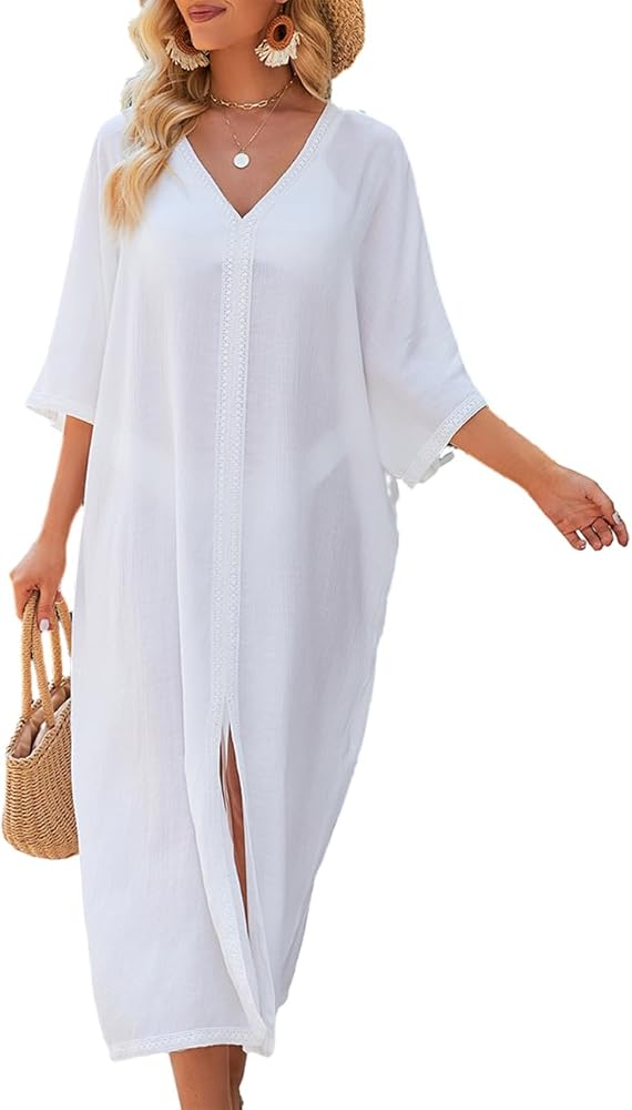 Bsubseach Swimsuit Cover Ups for Women Long Kimono Dress Sheer Kaftan