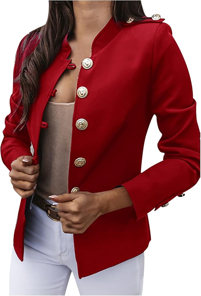 Ladies Coats Winter Women Long Sleeve Casual Slim Top Button Stand Collar Solid Business Jacket 3 In1 Jacket