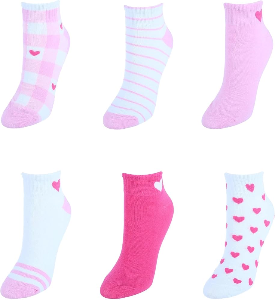 CTM® Women's Low Cut Heart Comfortable Socks (6 Pair Pack)