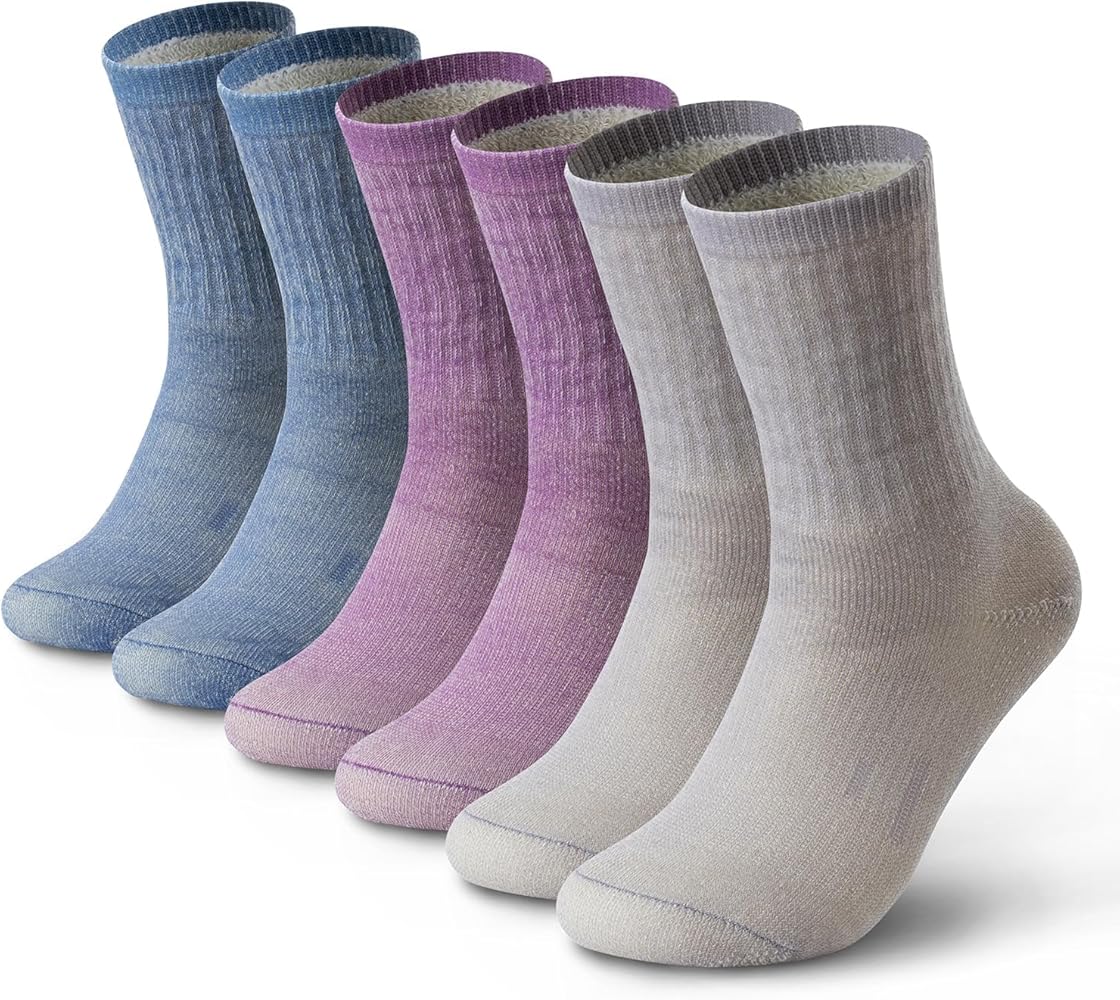 DG Hill Merino Wool Socks for Men Women - 3 or 6 Pairs 80% Wool - Hiking Socks Warm Socks Crew Style Thermal Moisture Wicking