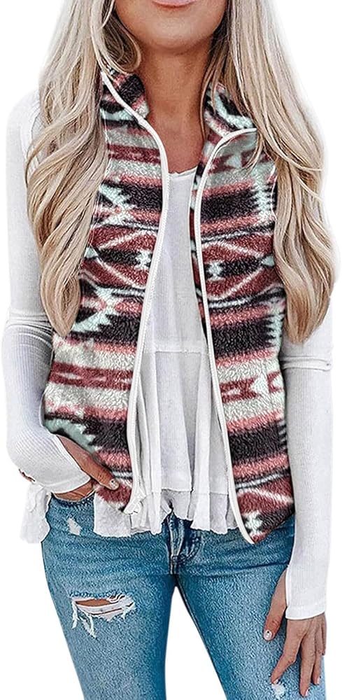 YUTANRAL My Orders Fleece Jacket Vests for Women 2023 Trendy Ethnic Sherpa Lined Winter Coats Womens Fall Fashion Sleeveless Fuzzy Warm Comfy Crop Tops Plus Size Lightweight Cardiagan(2A-Brown,Small)