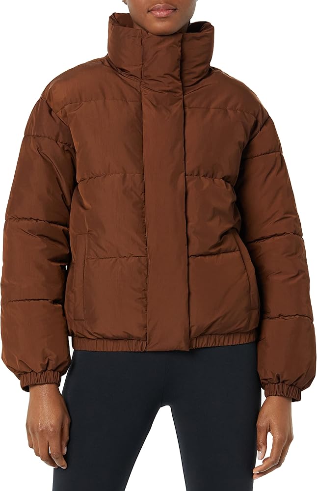 Amazon Essentials Women's Relaxed-Fit Mock-Neck Short Puffer Jacket (Available in Plus Size) (Previously Daily Ritual)