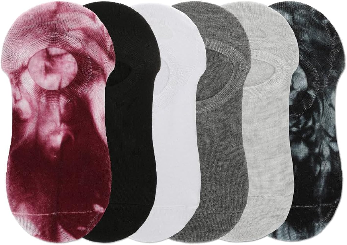 MeMoi Women's 6 Pair Pack Tie Dye No Show Sneaker Liners