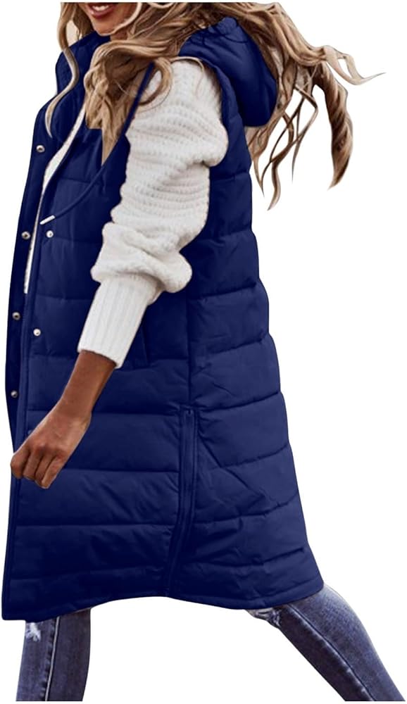 Ladies Winter Jacket Quilted Vest Warm Waistcoat Jacket With Hood, Quilted Jacket Outdoor