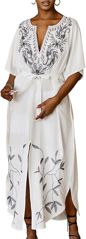 Bsubseach Caftan Swimsuit Cover Ups for Swimwear Women Long Beach Kaftan Dress Bathing Suit Coverup