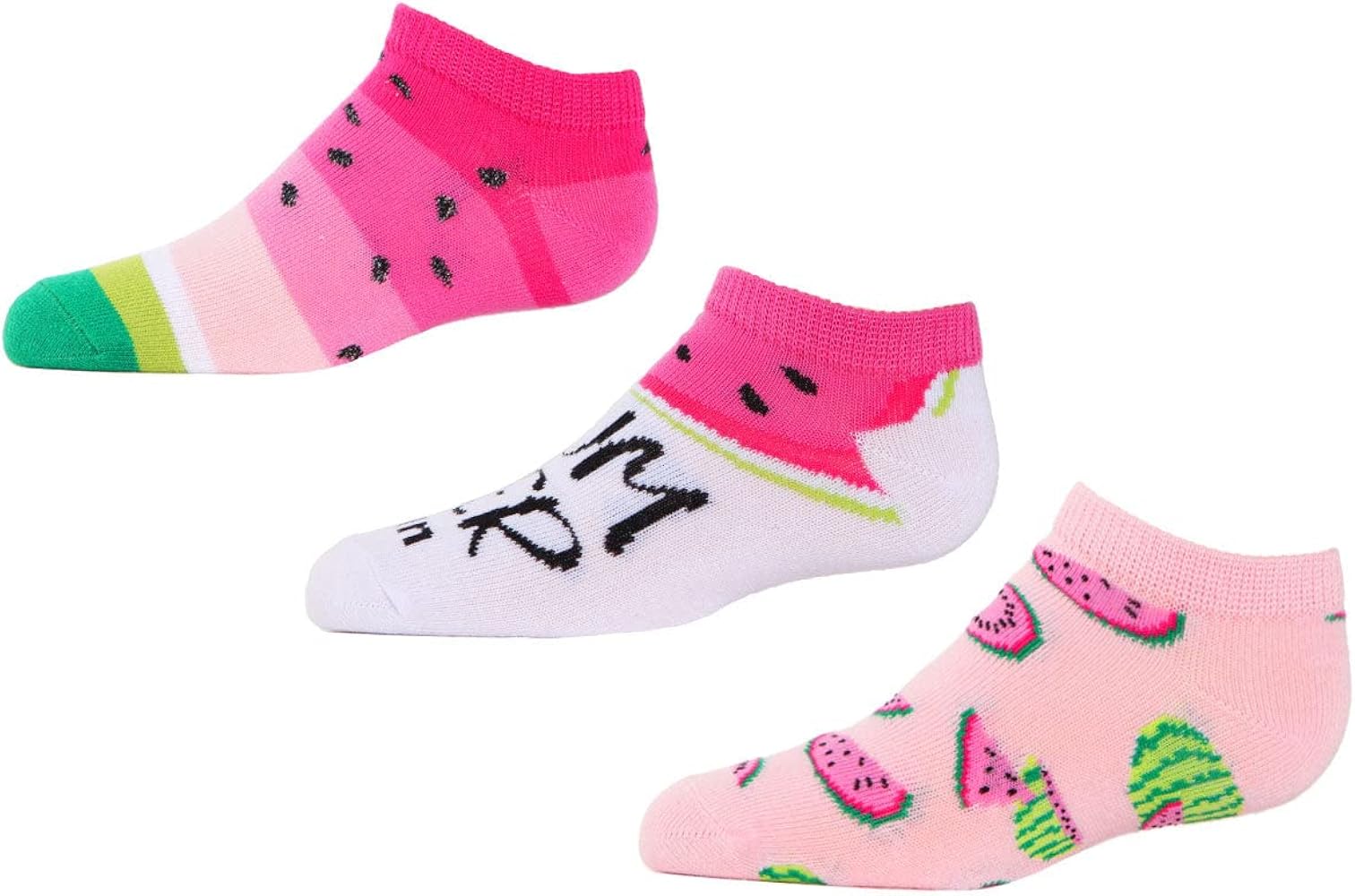 MeMoi Watermelon No Show Socks 3-Pack