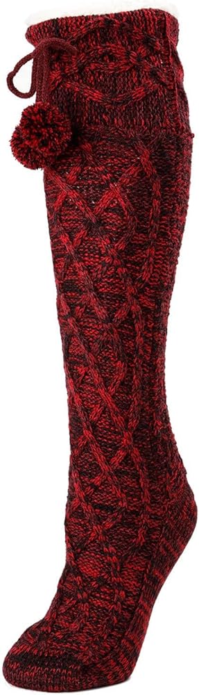 MeMoi Silpi Lattice Pom-Pom Accent Knee High Sock