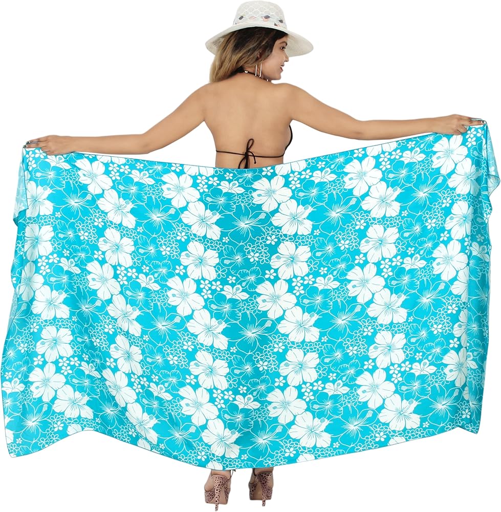 HAPPY BAY Women's Beachwear Summer Bikini Wraps Beach Wrap Sarong Coverups Skirt Bathing suit Swimsuit Swim Cover Ups for Swimwear Women One Size Eastern, Hibiscus