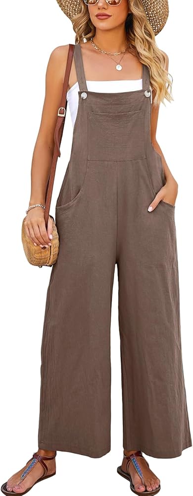 Overalls Women Sleeveless Baggy Jumpsuit for Comfortable Casual Wide Leg Rompers With Pockets