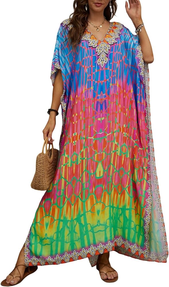 Kaftan Dresses for Women Plus Size Bathing Suit Cover up Caftan Maxi Beach Dresses