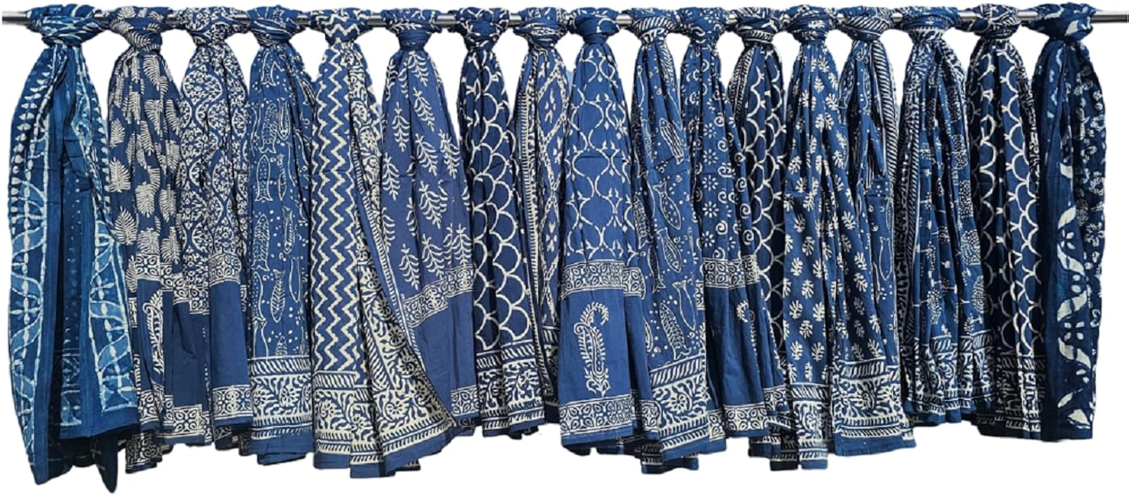 Wholesale Lot Assored Indian 100% Cotton Indigo Blue Hand Block Print Beach Sarongs Swimsuit Wrap Cover Up Summer Pareo