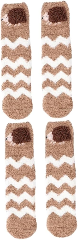 LIFKOME Coral Fleece Socks Household Socks Sleep Socks Warm Stockings Comfortable Winter Socks Cartoon Stockings