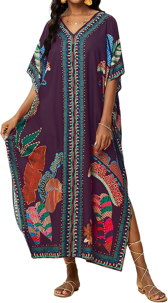 Bsubseach Kaftan Cover Ups for Swimwear Women Plus Size Caftan Dress Beach Coverup Summer Loungewear