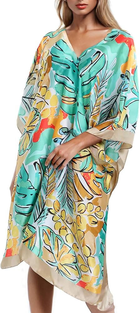 MEANBEAUTY Women's Swimwear Cover Ups Swimsuit coverup Floral Print Short Sleeve Kimono Cardigan Beach Dress 2024