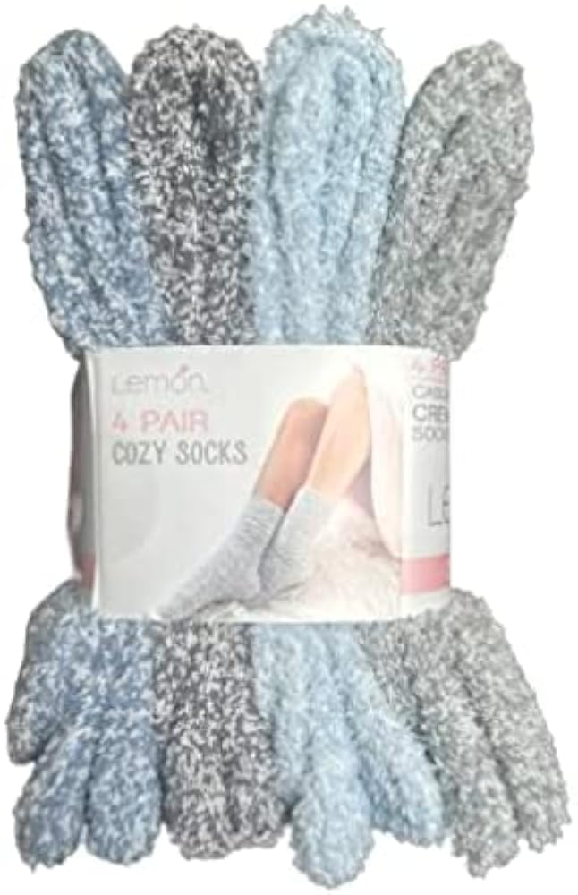 Lemon 4 Pair Casual Crew Socks Cozy Soft Blue